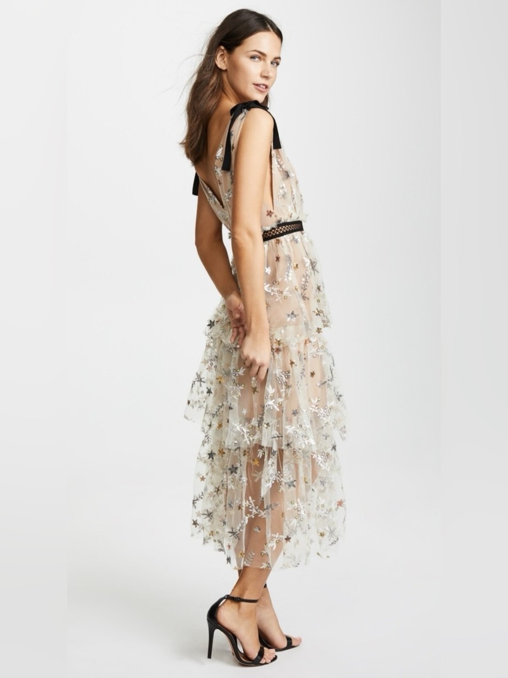 Self-Portrait Star Mesh Midi Dress - Picture 5 of 8